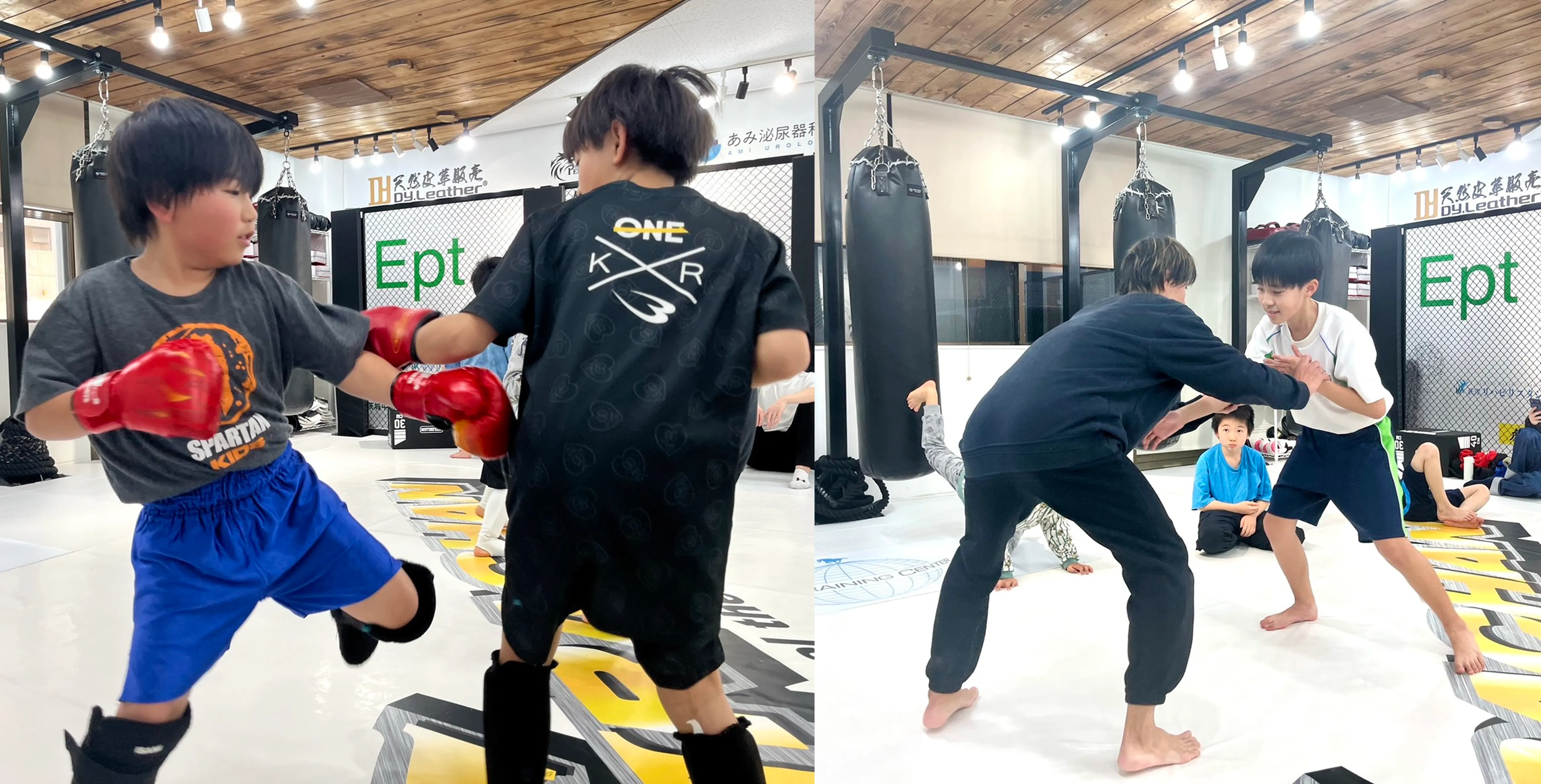 レスリング競技中の戸井田昌教先生とプロ格闘技王者 阪本洋平